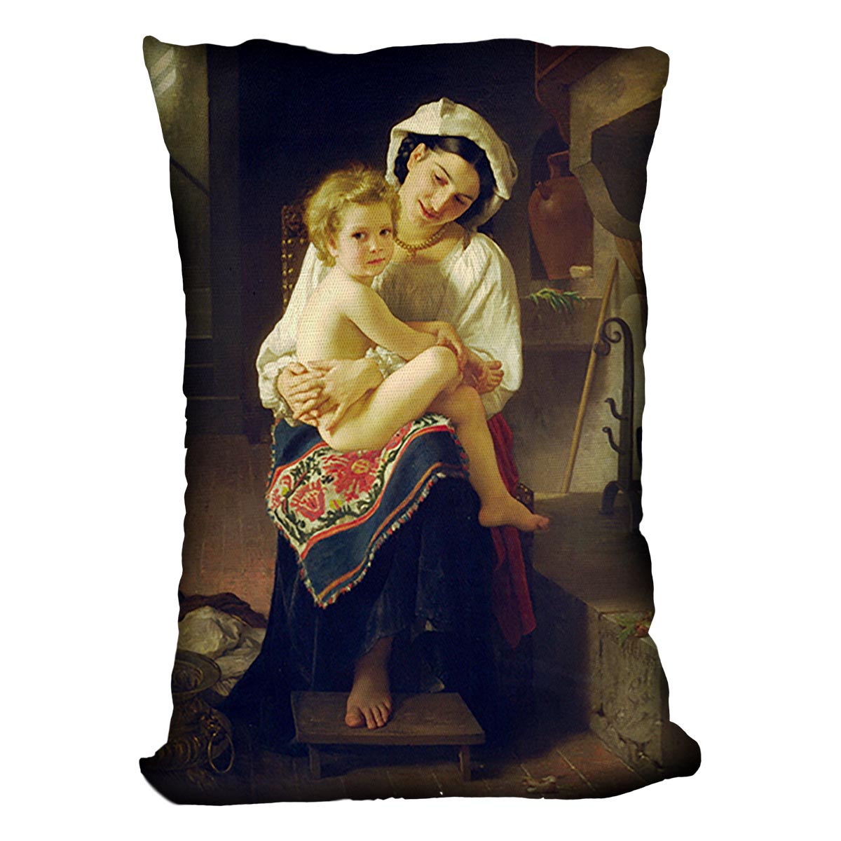 Young Mother Gazing At Her Child By Bouguereau Cushion
