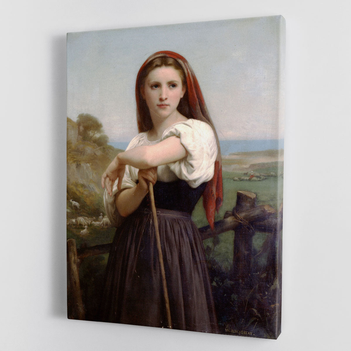 Young Shepherdess By Bouguereau Canvas Print or Poster - Canvas Art Rocks - 1