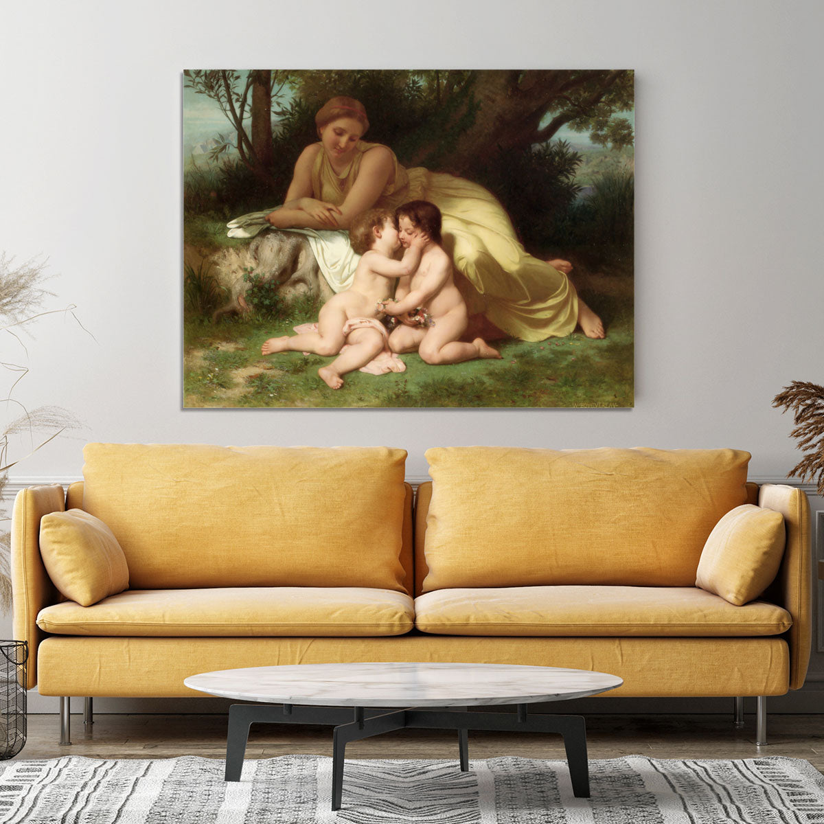 Young Woman Contemplating Two Embracing Children By Bouguereau Canvas Print or Poster - Canvas Art Rocks - 4