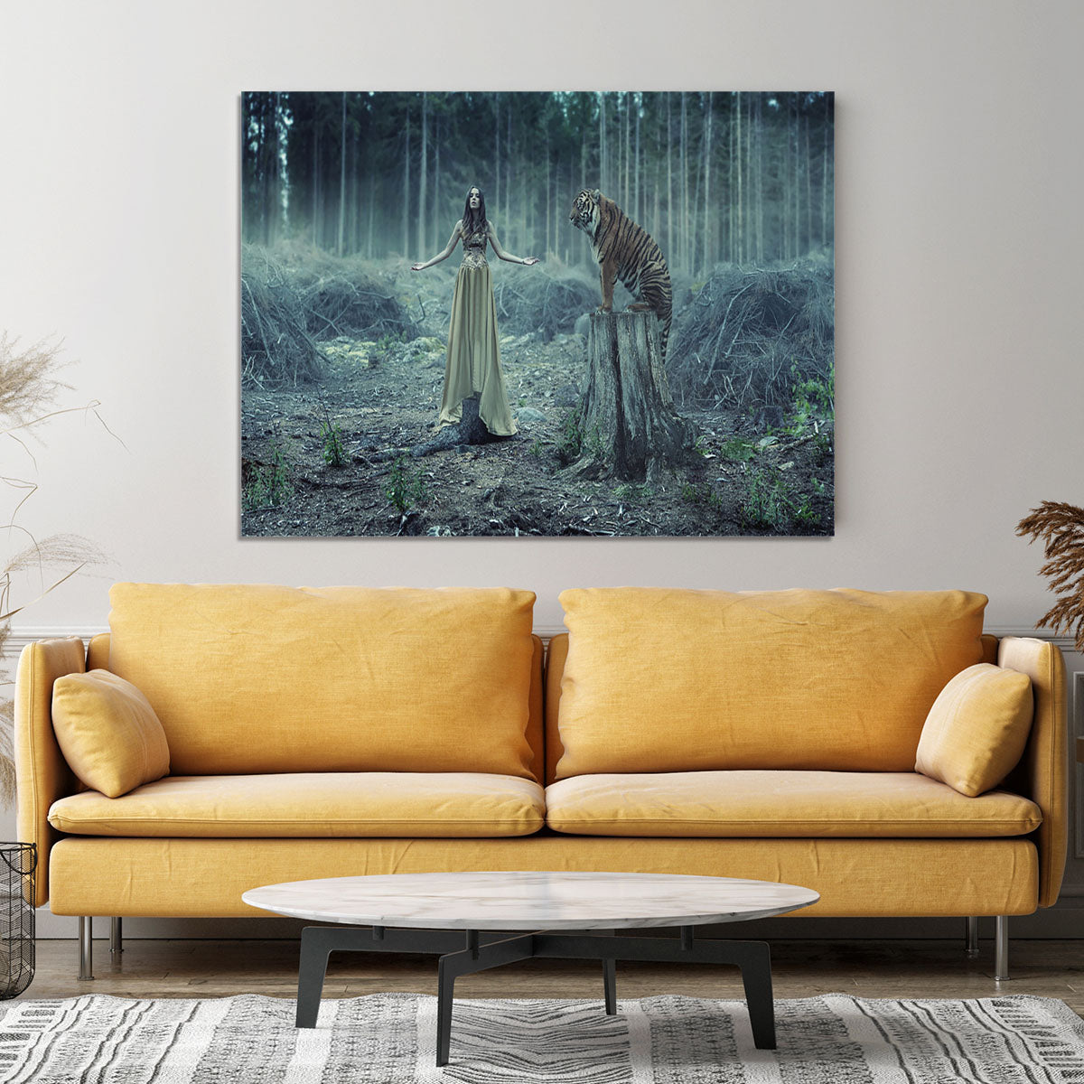 Young girl with a wild tiger Canvas Print or Poster - Canvas Art Rocks - 4