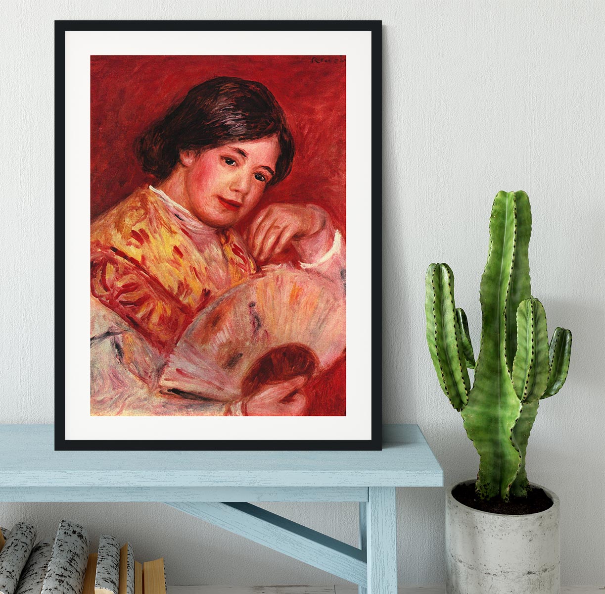 Young girl with fan by Renoir Framed Print - Canvas Art Rocks - 1