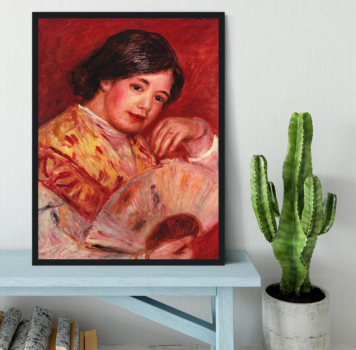 Young girl with fan by Renoir Framed Print - Canvas Art Rocks - 2