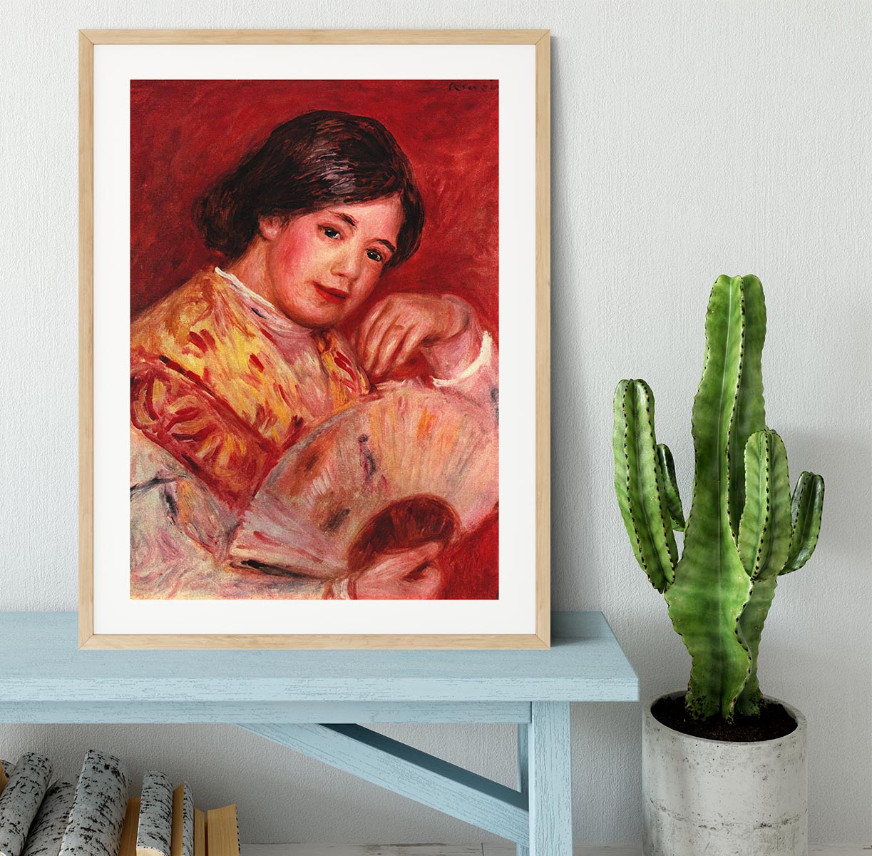 Young girl with fan by Renoir Framed Print - Canvas Art Rocks - 3