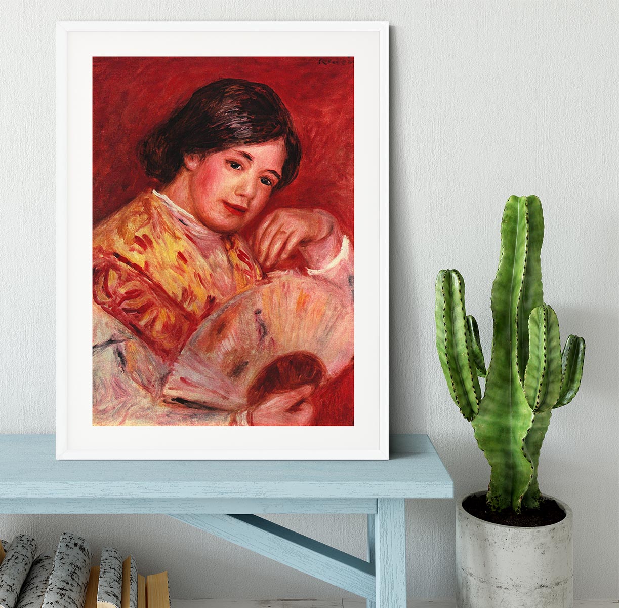 Young girl with fan by Renoir Framed Print - Canvas Art Rocks - 5