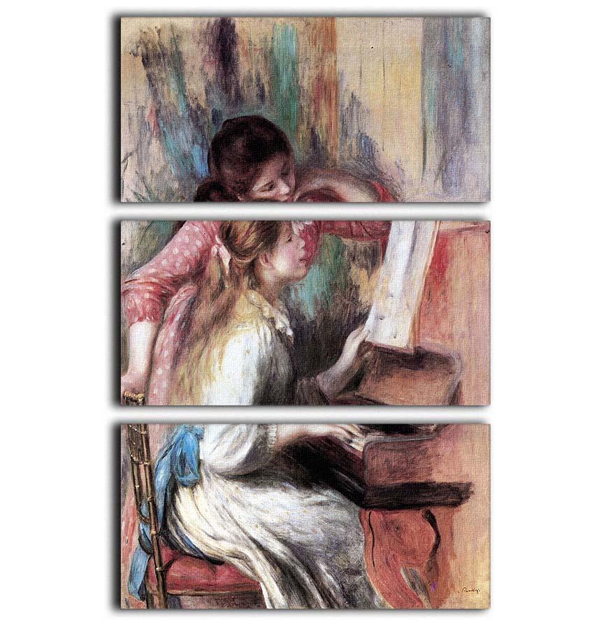 Young girls at the piano 1 by Renoir 3 Split Panel Canvas Print - Canvas Art Rocks - 1