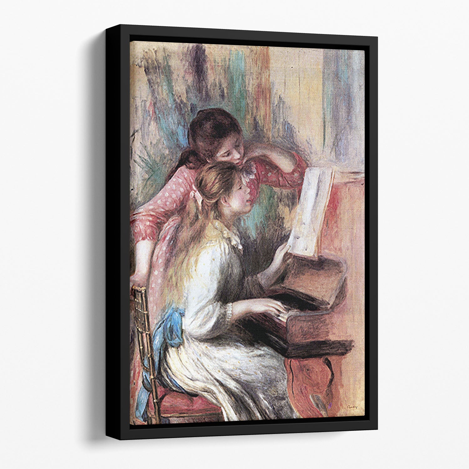 Young girls at the piano 1 by Renoir Floating Framed Canvas