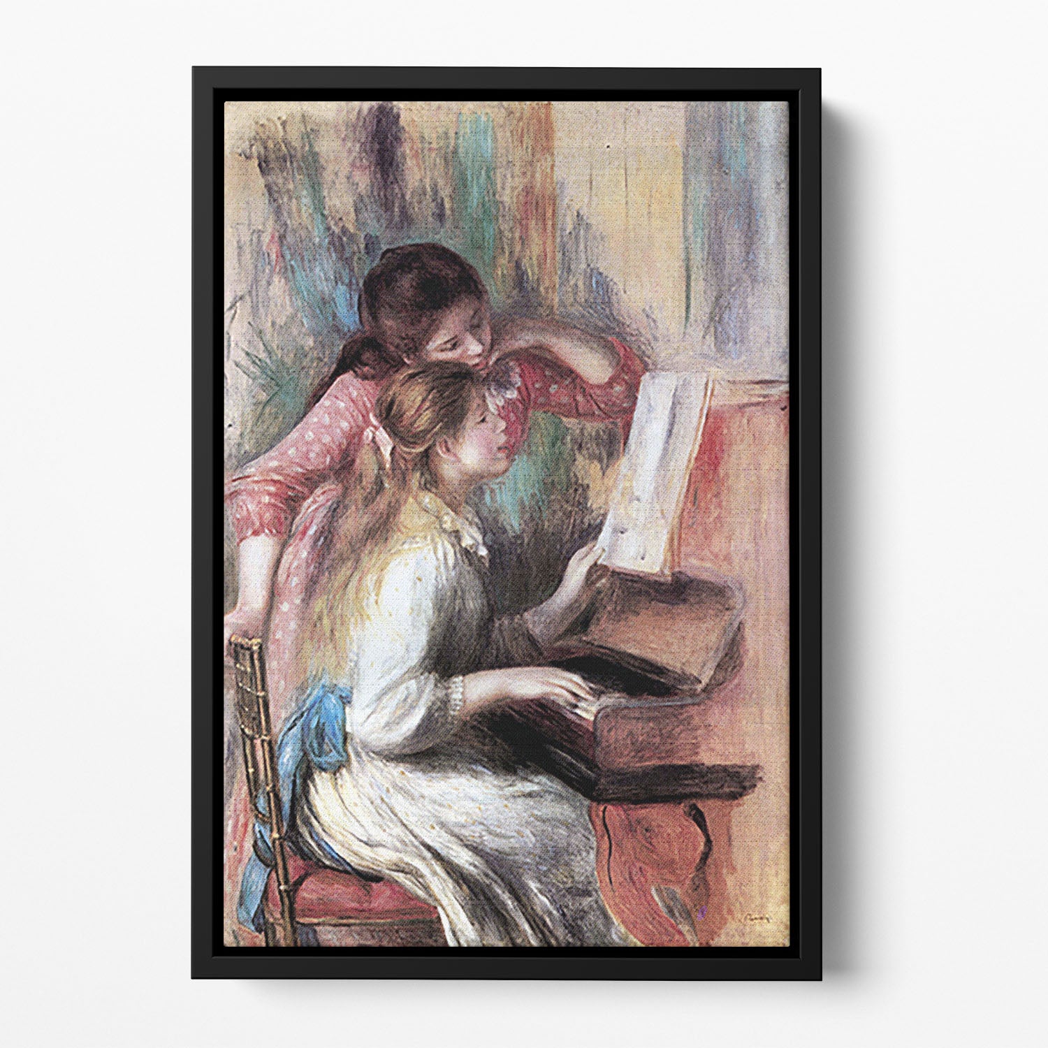 Young girls at the piano 1 by Renoir Floating Framed Canvas