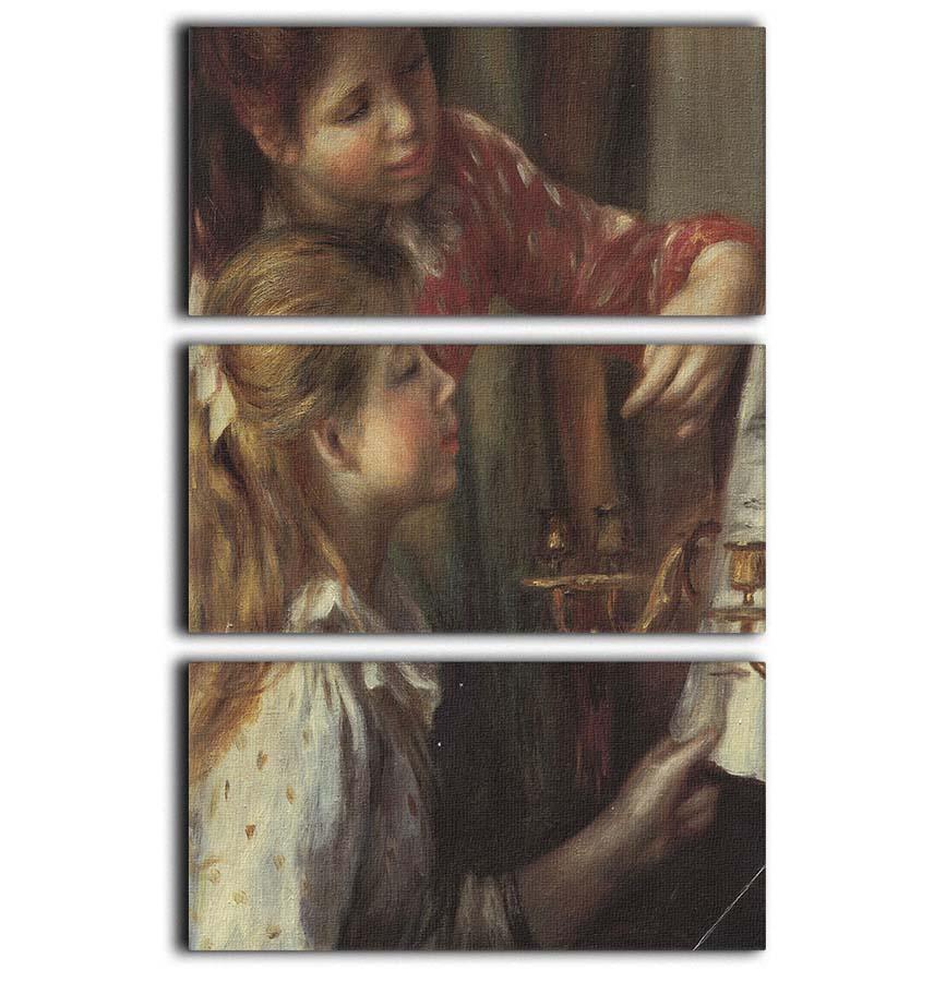 Young girls at the piano Detail by Renoir 3 Split Panel Canvas Print - Canvas Art Rocks - 1