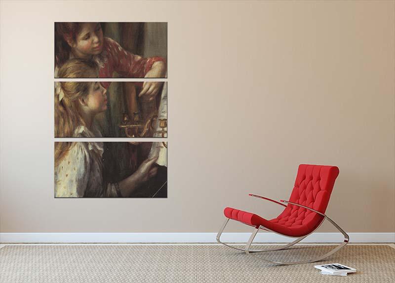 Young girls at the piano Detail by Renoir 3 Split Panel Canvas Print - Canvas Art Rocks - 2