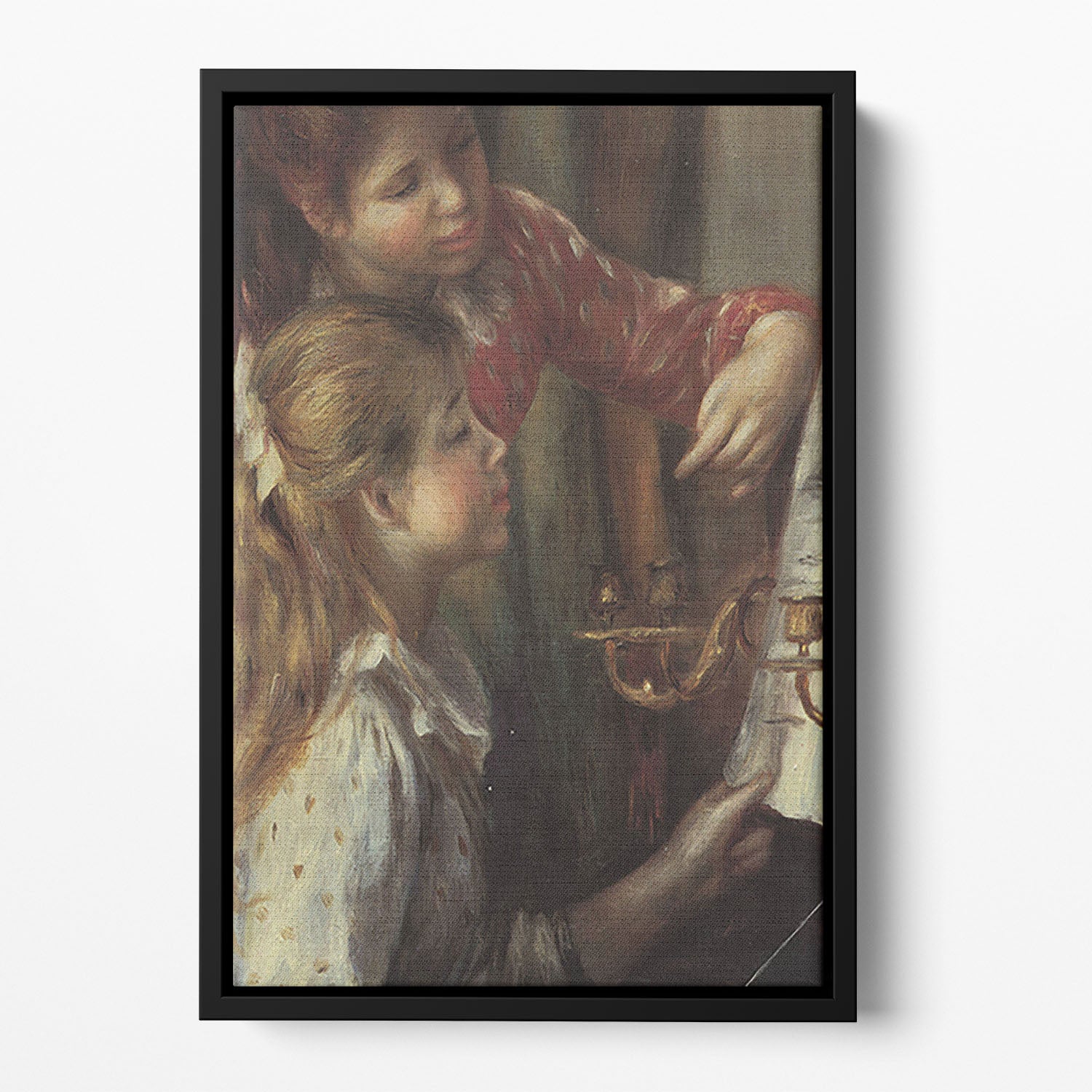 Young girls at the piano Detail by Renoir Floating Framed Canvas