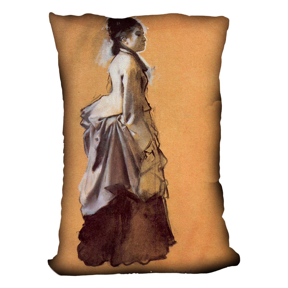 Young lady in the road costume by Degas Cushion