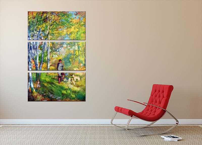 Young man in the forest of Fontainebleau by Renoir 3 Split Panel Canvas Print - Canvas Art Rocks - 2