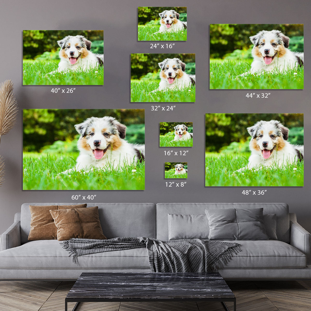 Young puppy lying on fresh green grass in public park Canvas Print or Poster - Canvas Art Rocks - 7
