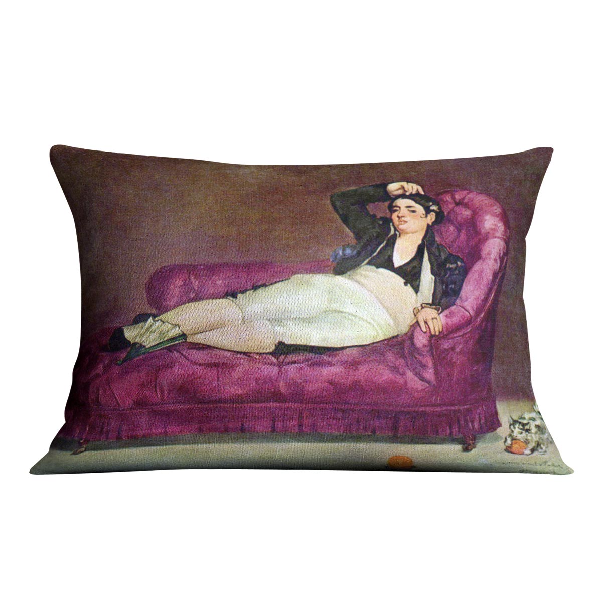 Young woman in Spanish dress by Manet Cushion