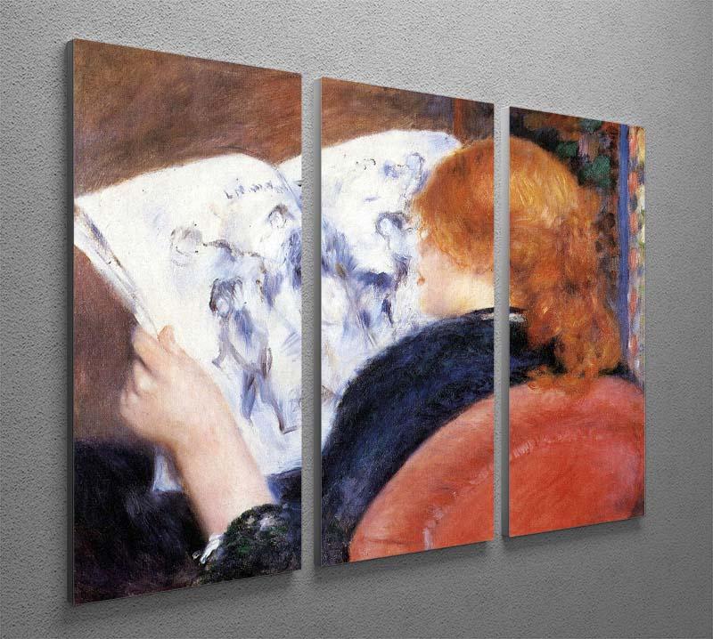 Young woman reads illustrated journal by Renoir 3 Split Panel Canvas Print - Canvas Art Rocks - 2