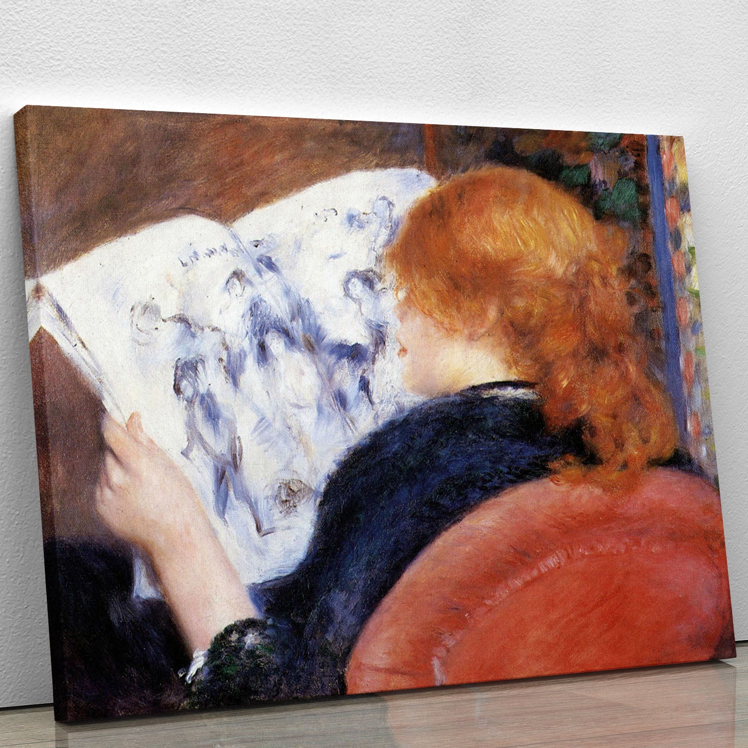 Young woman reads illustrated journal by Renoir Canvas Print or Poster - Canvas Art Rocks - 1