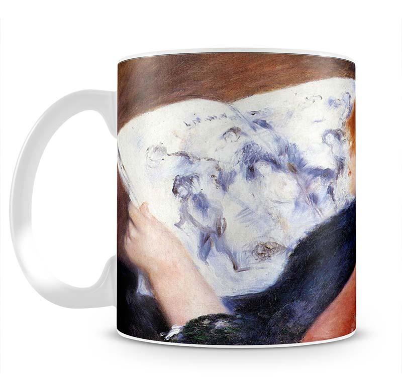 Young woman reads illustrated journal by Renoir Mug - Canvas Art Rocks - 2