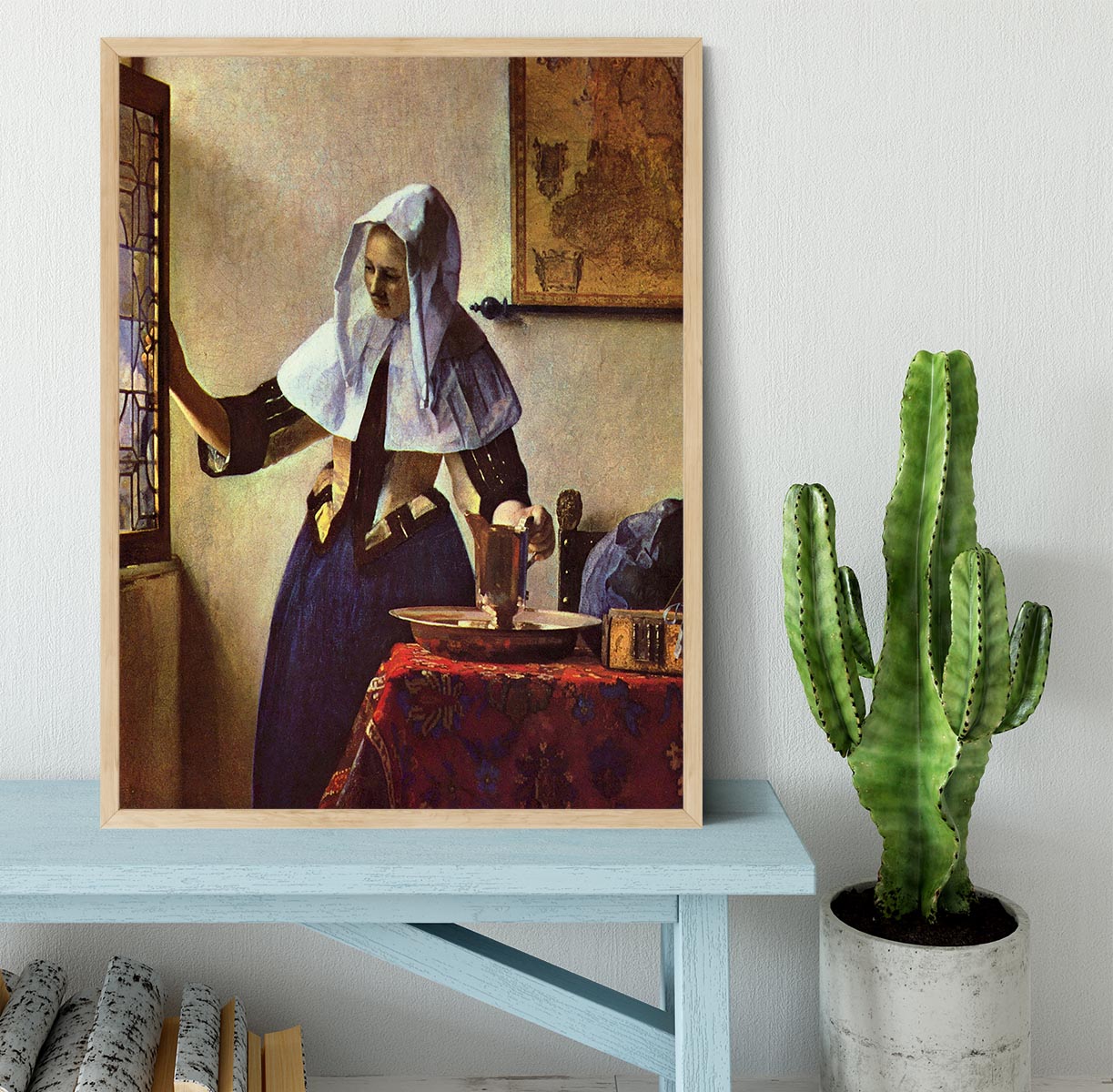Young woman with a water jug at the window by Vermeer Framed Print - Canvas Art Rocks - 4