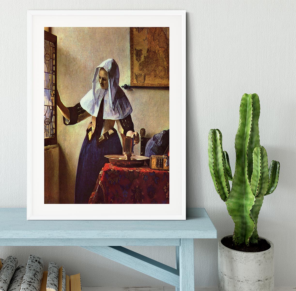 Young woman with a water jug at the window by Vermeer Framed Print - Canvas Art Rocks - 5