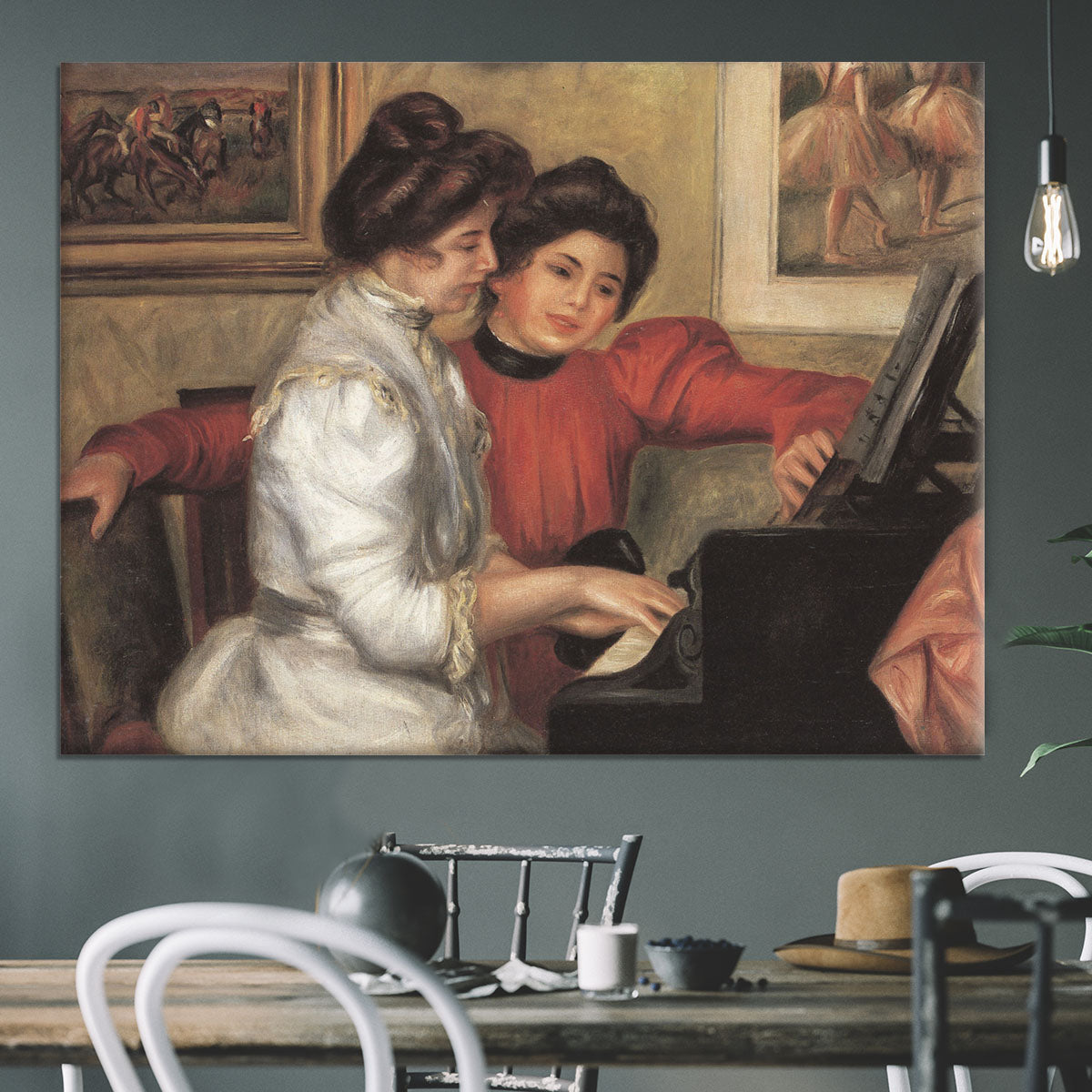 Yvonne and Christine Lerolle at the piano by Renoir Canvas Print or Poster - Canvas Art Rocks - 3