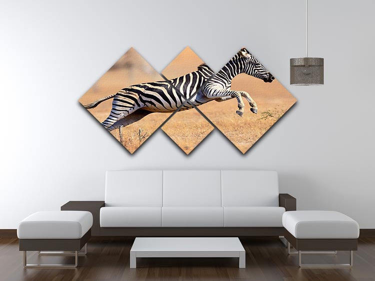 Zebra 4 Square Multi Panel Canvas - Canvas Art Rocks - 3