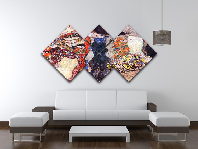 adorn the bride with veil and wreath by Klimt 4 Square Multi Panel Canvas - Canvas Art Rocks - 3