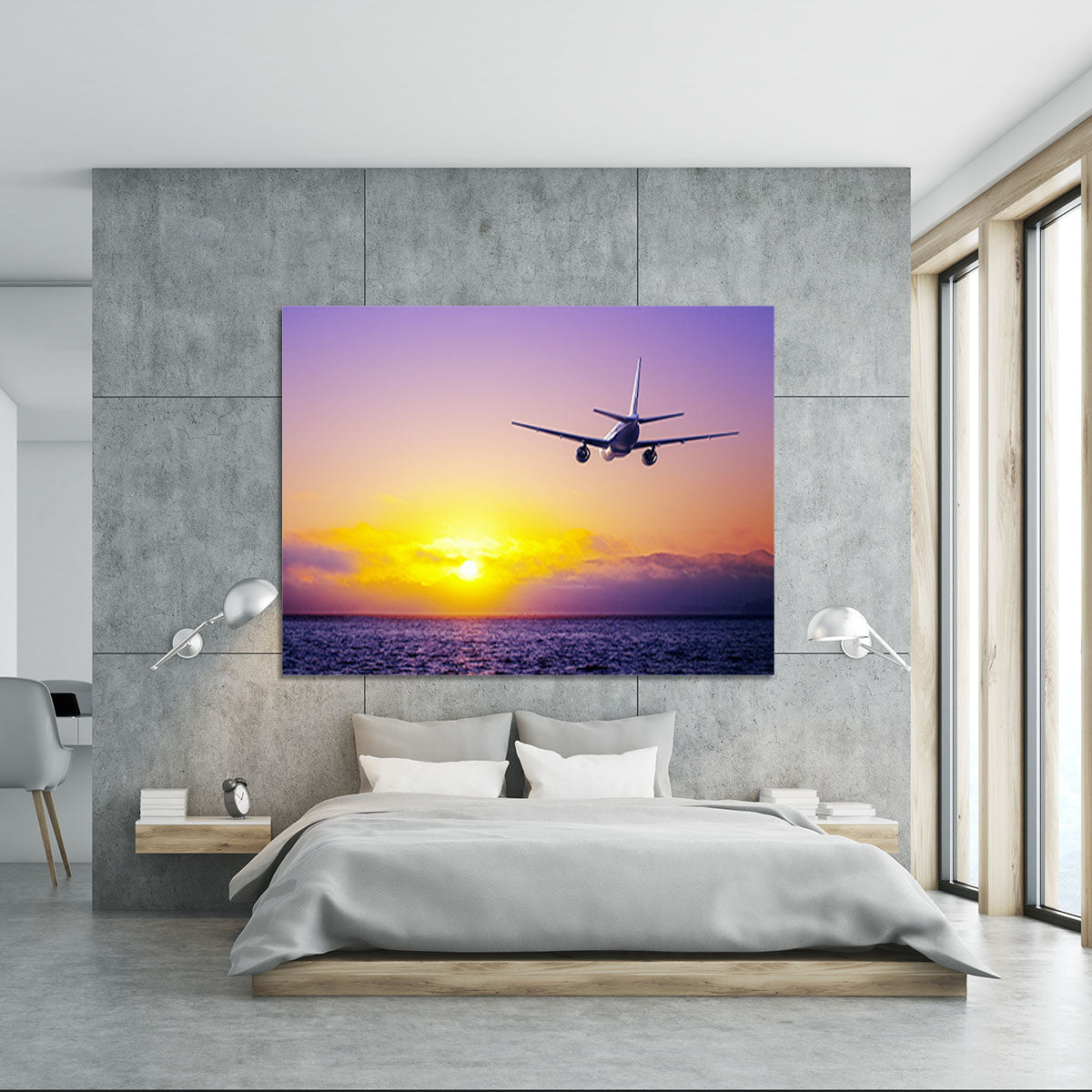 airplane in the sky over ocean Canvas Print or Poster - Canvas Art Rocks - 5