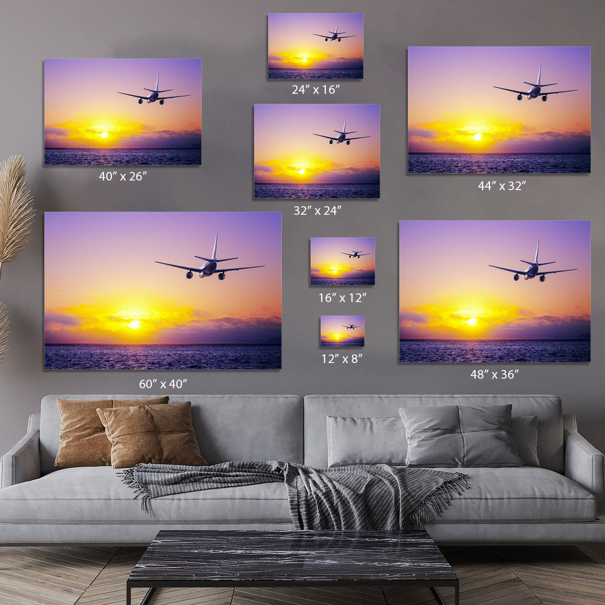 airplane in the sky over ocean Canvas Print or Poster - Canvas Art Rocks - 7