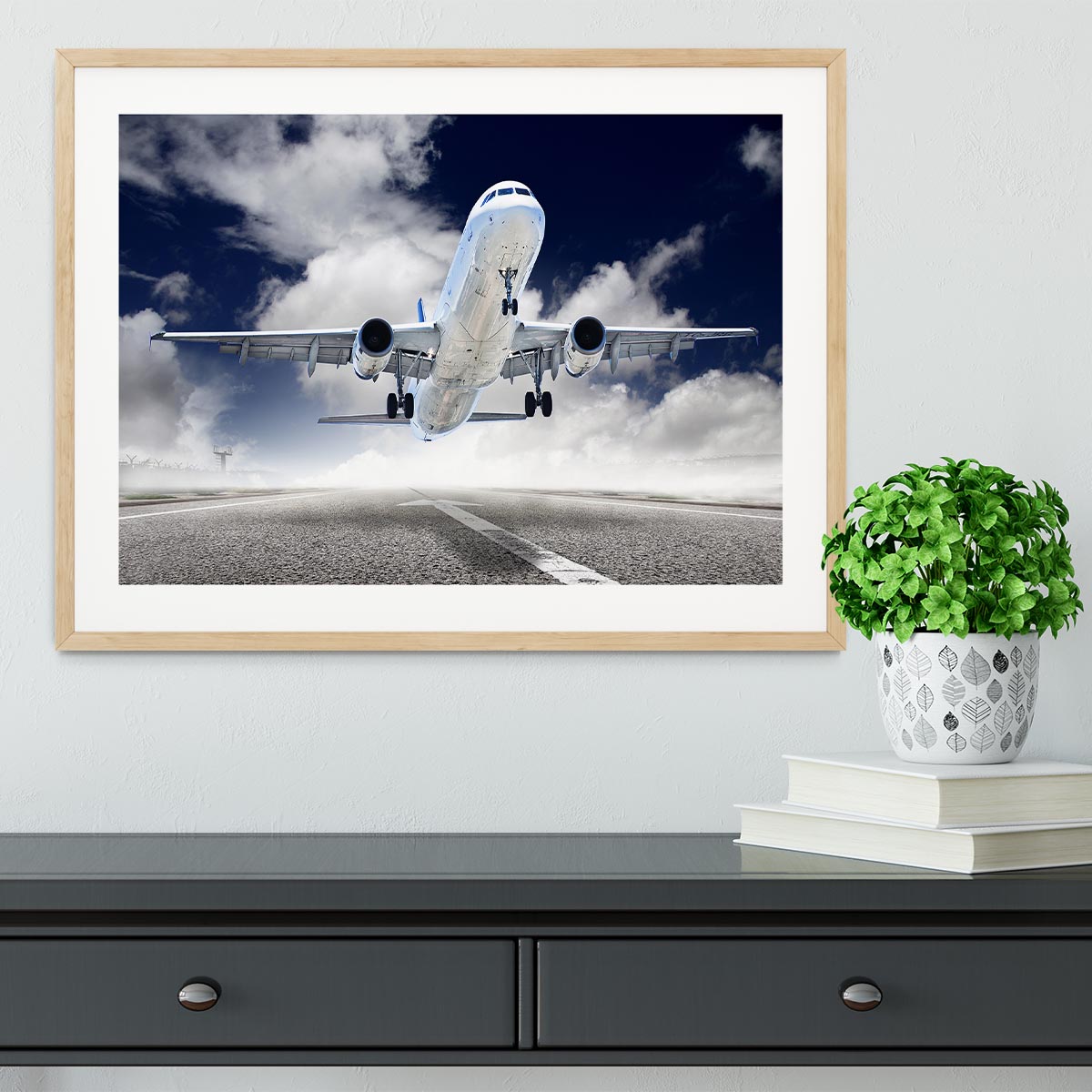 airplane take-off Framed Print - Canvas Art Rocks - 3