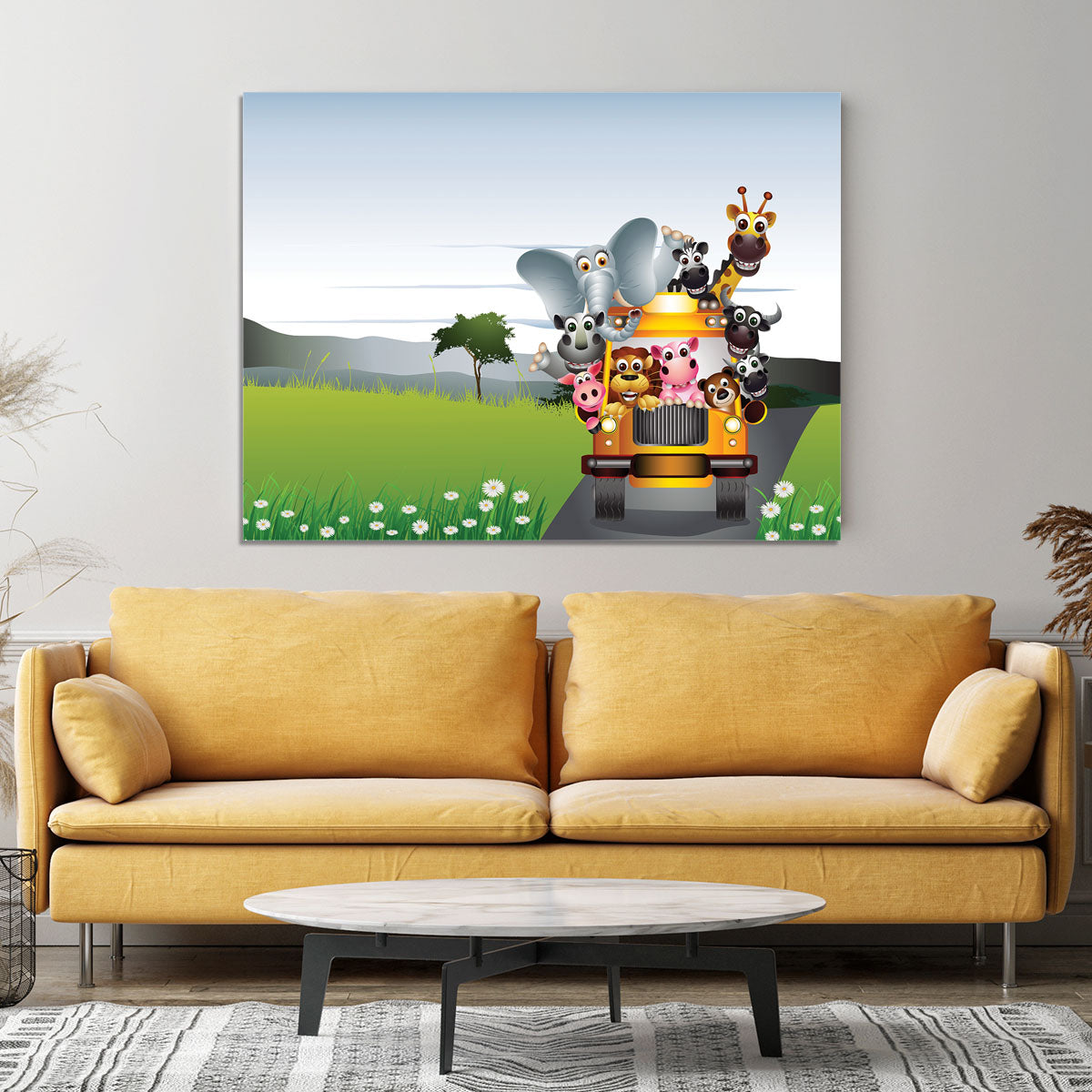 animal on yellow car Canvas Print or Poster - Canvas Art Rocks - 4