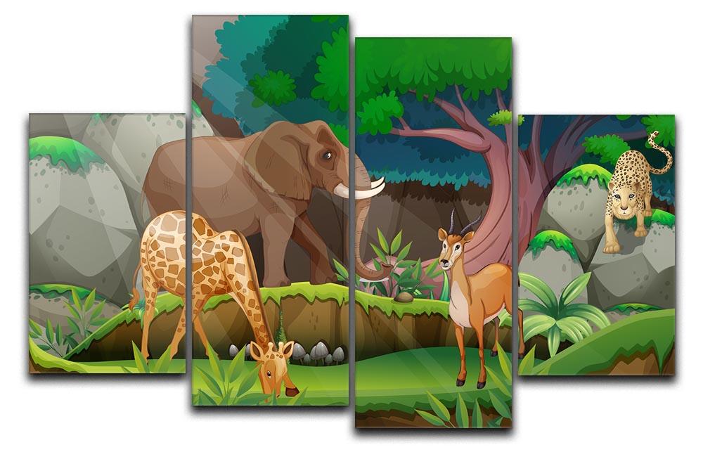 animals in the jungle 4 Split Panel Canvas - Canvas Art Rocks - 1