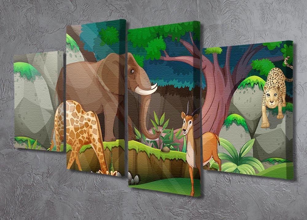 animals in the jungle 4 Split Panel Canvas - Canvas Art Rocks - 2