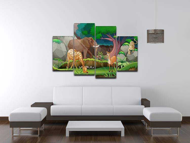 animals in the jungle 4 Split Panel Canvas - Canvas Art Rocks - 3