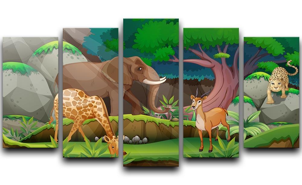 animals in the jungle 5 Split Panel Canvas - Canvas Art Rocks - 1