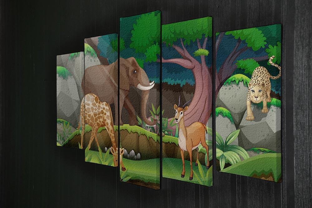 animals in the jungle 5 Split Panel Canvas - Canvas Art Rocks - 2
