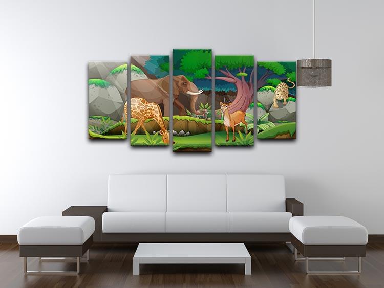 animals in the jungle 5 Split Panel Canvas - Canvas Art Rocks - 3