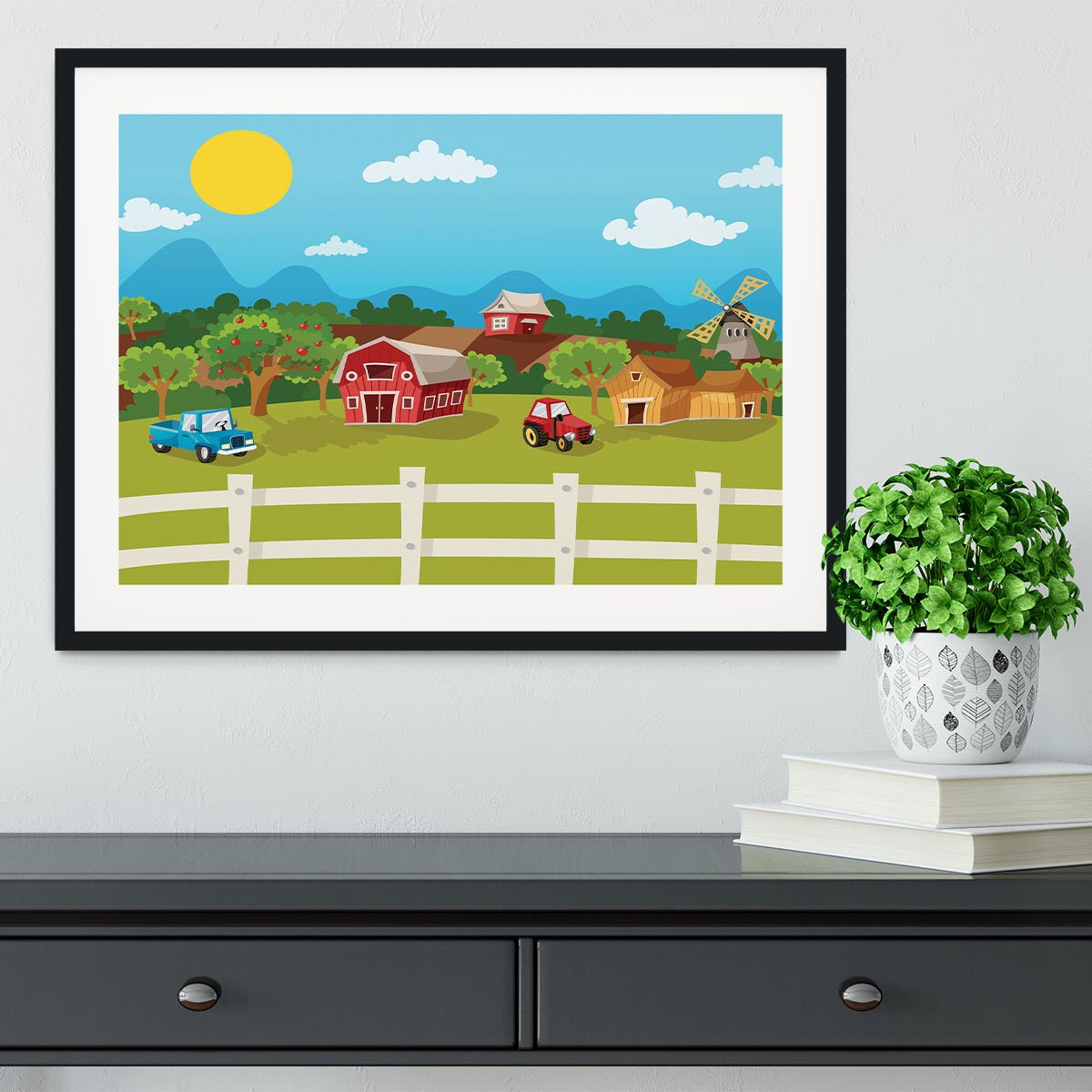 apple garden in rural landscape Framed Print - Canvas Art Rocks - 1