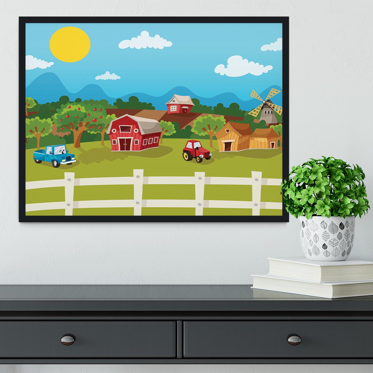 apple garden in rural landscape Framed Print - Canvas Art Rocks - 2