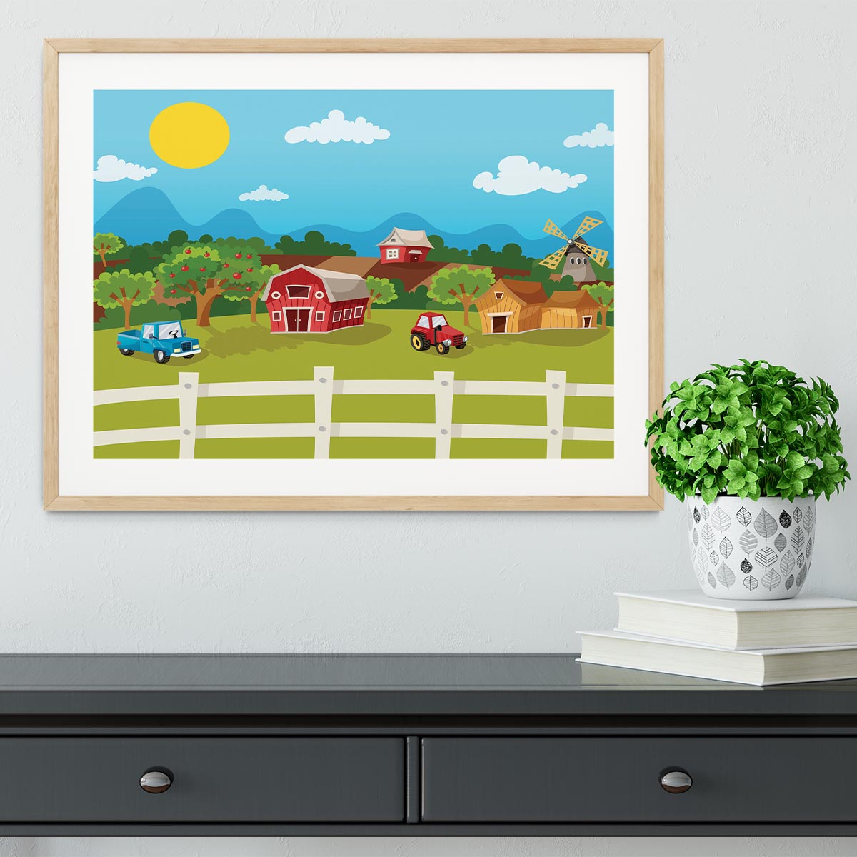 apple garden in rural landscape Framed Print - Canvas Art Rocks - 3