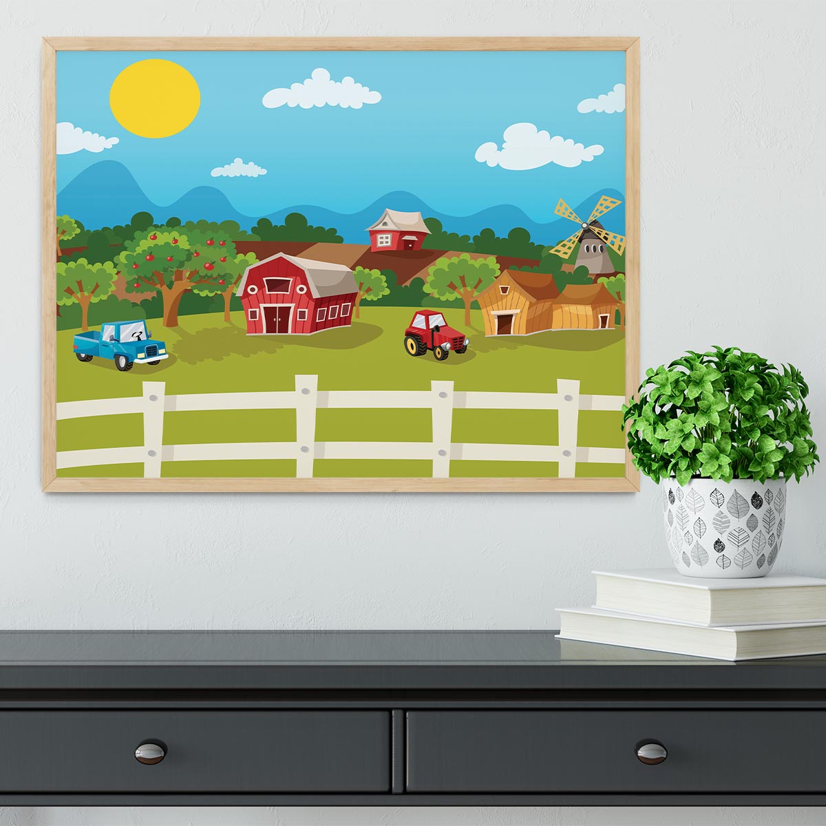 apple garden in rural landscape Framed Print - Canvas Art Rocks - 4