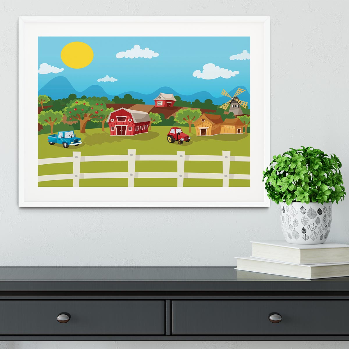 apple garden in rural landscape Framed Print - Canvas Art Rocks - 5