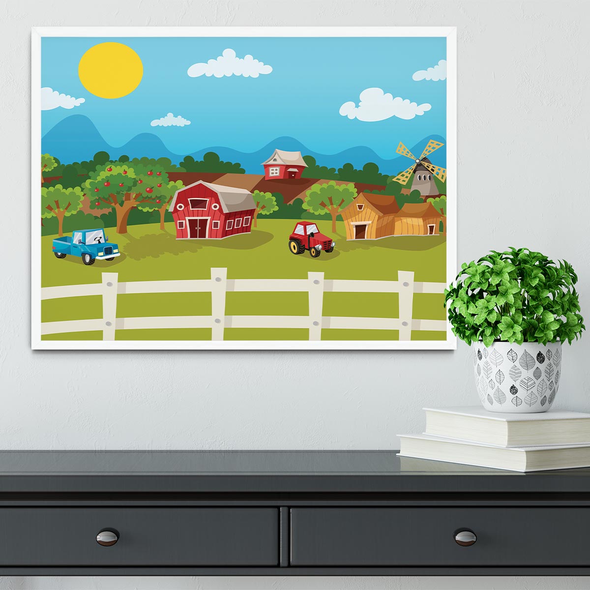 apple garden in rural landscape Framed Print - Canvas Art Rocks -6