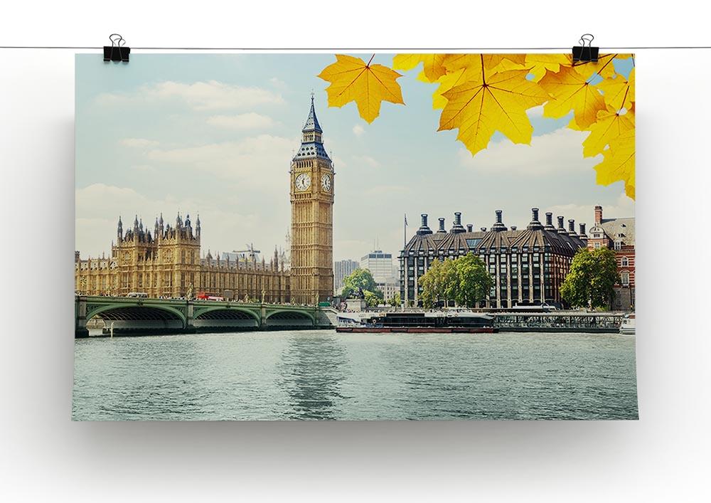 autumn leaves and Big Ben London Canvas Print or Poster - Canvas Art Rocks - 2