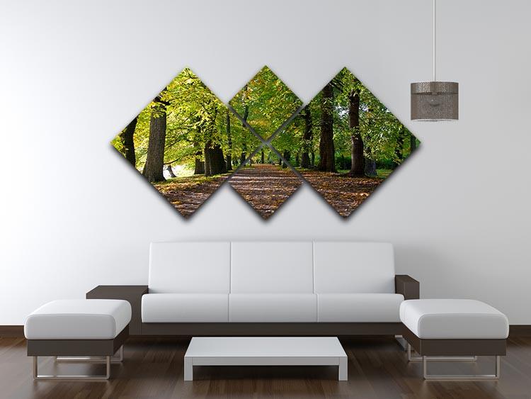 autumn road with leaves in park 4 Square Multi Panel Canvas  - Canvas Art Rocks - 3