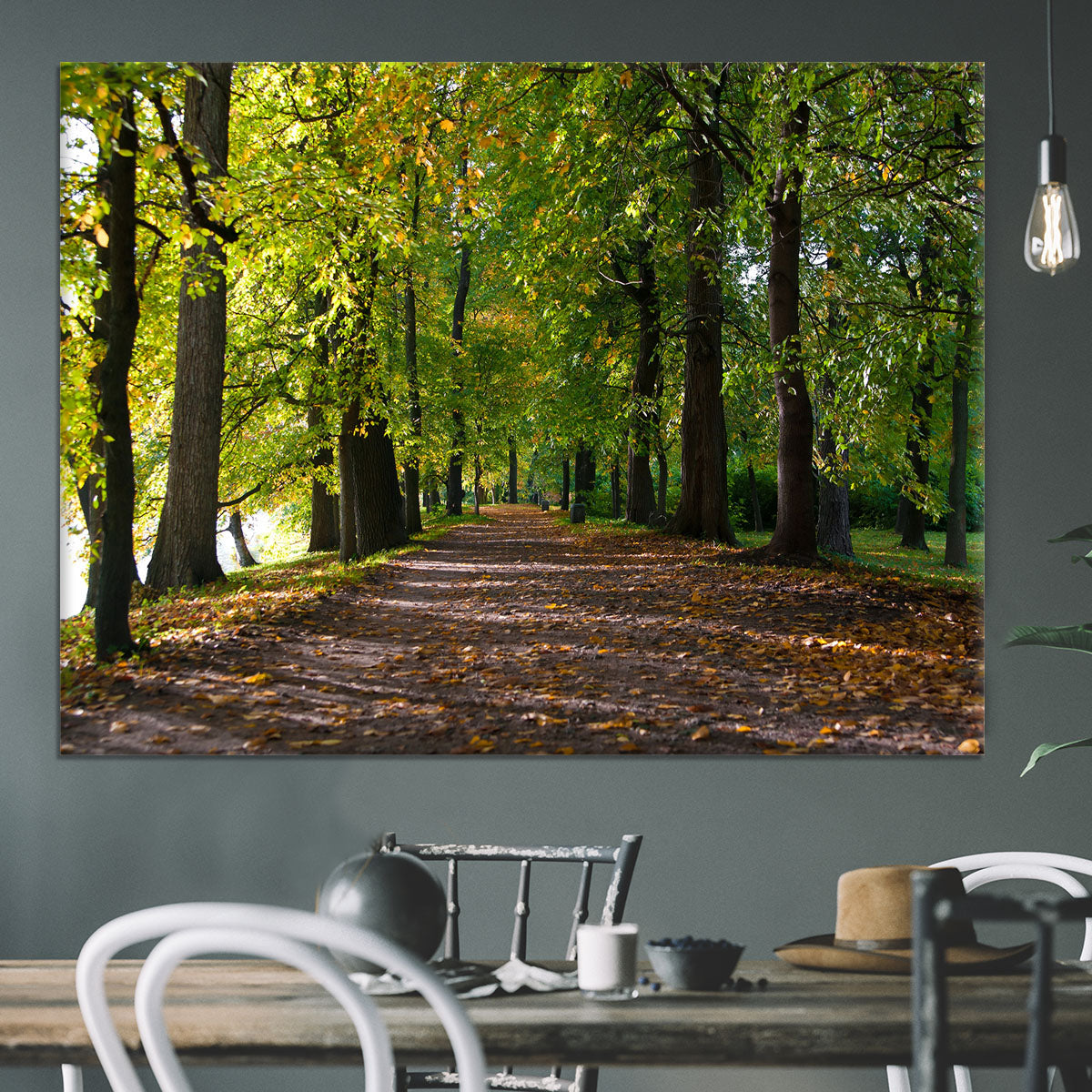 autumn road with leaves in park Canvas Print or Poster - Canvas Art Rocks - 3