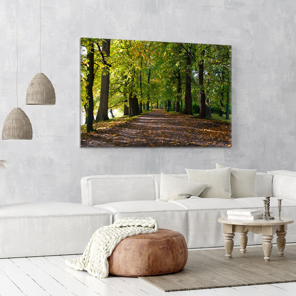 autumn road with leaves in park Canvas Print or Poster - Canvas Art Rocks - 6