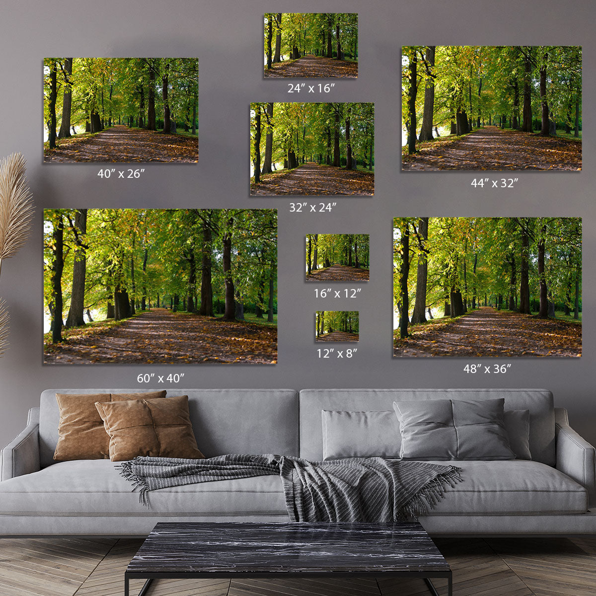 autumn road with leaves in park Canvas Print or Poster - Canvas Art Rocks - 7