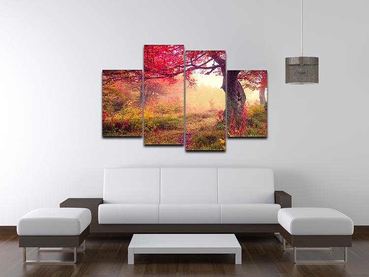 autumn trees in forest 4 Split Panel Canvas  - Canvas Art Rocks - 3