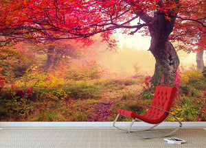 autumn trees in forest Wall Mural Wallpaper - Canvas Art Rocks - 2