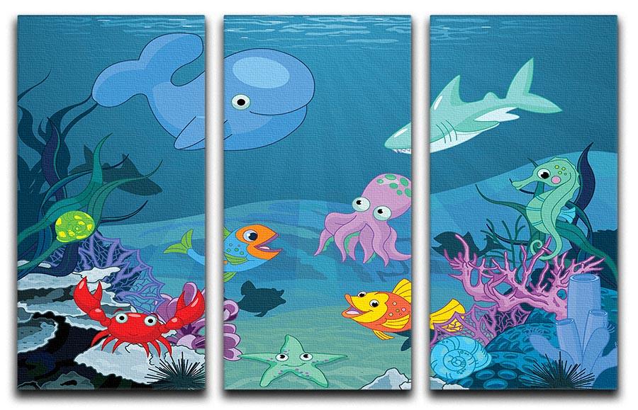 background of an underwater life 3 Split Panel Canvas Print - Canvas Art Rocks - 1